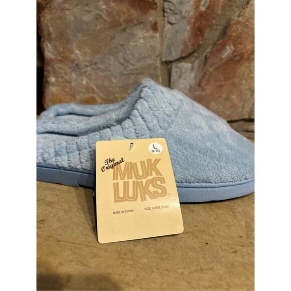 Muk Luks Women’s Slippers Size L 9-10 Blue Comfort Memory Foam Slippers Clogs NW - Picture 6 of 10